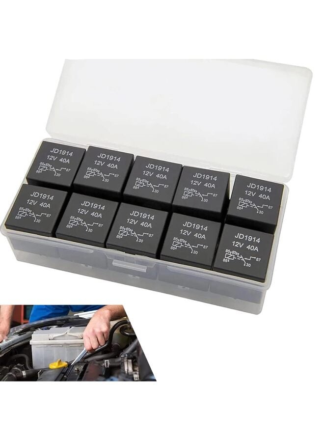 LAMAY 10 PCS 5-Pin 40A 12V Relay Switch, High-Power Water&Dust Resistant 5 Pin Fuel Pump Relay, Muilty-Purpose 4 Pin Relay for Car Motor HeadlAmps, Engine Compartment, Horn, Fuel Pumps - Image 1